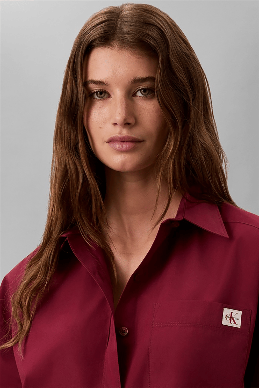 Calvin Klein Cotton Poplin Cropped Shirt Wove Kadın Gömlek