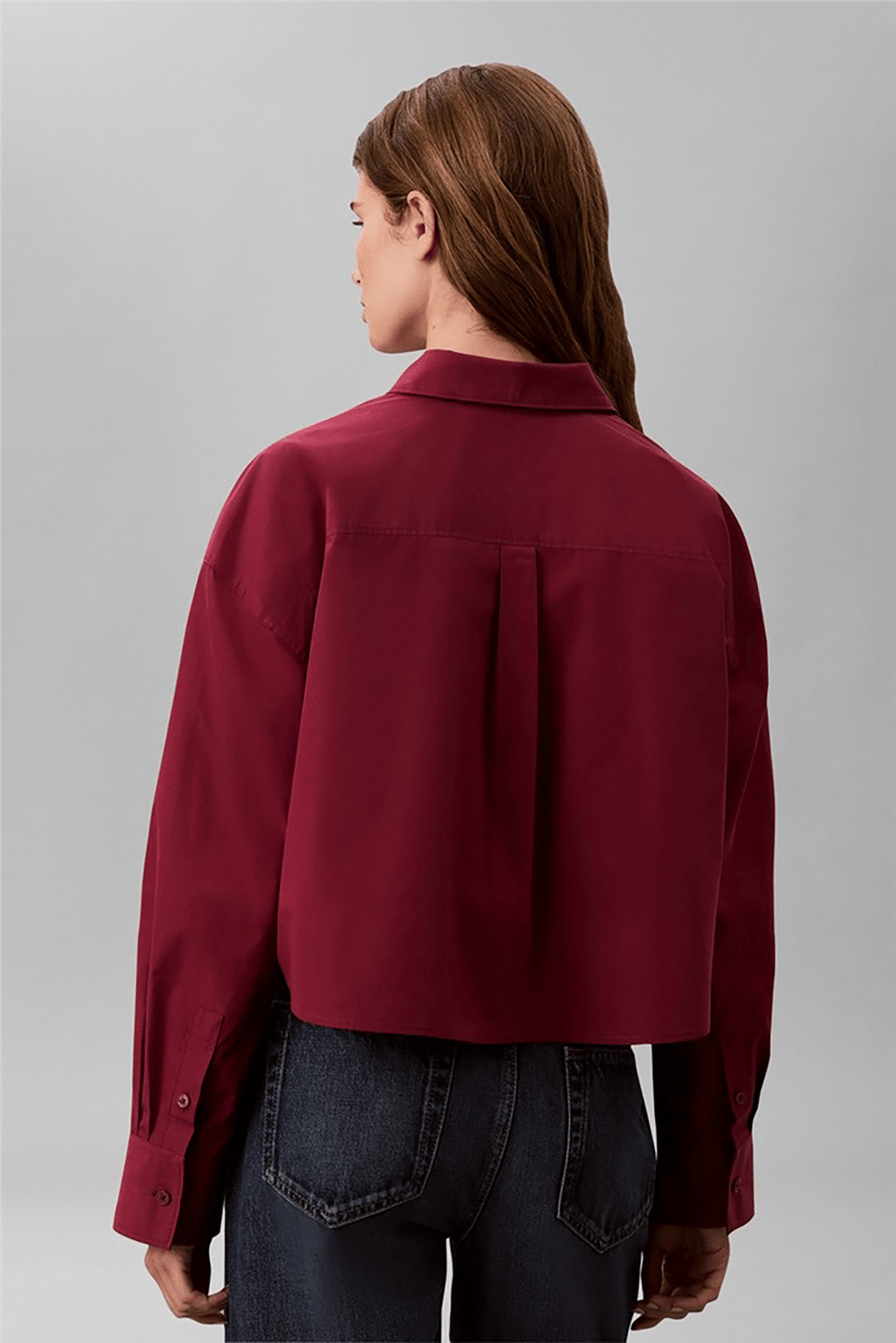 Calvin Klein Cotton Poplin Cropped Shirt Wove Kadın Gömlek