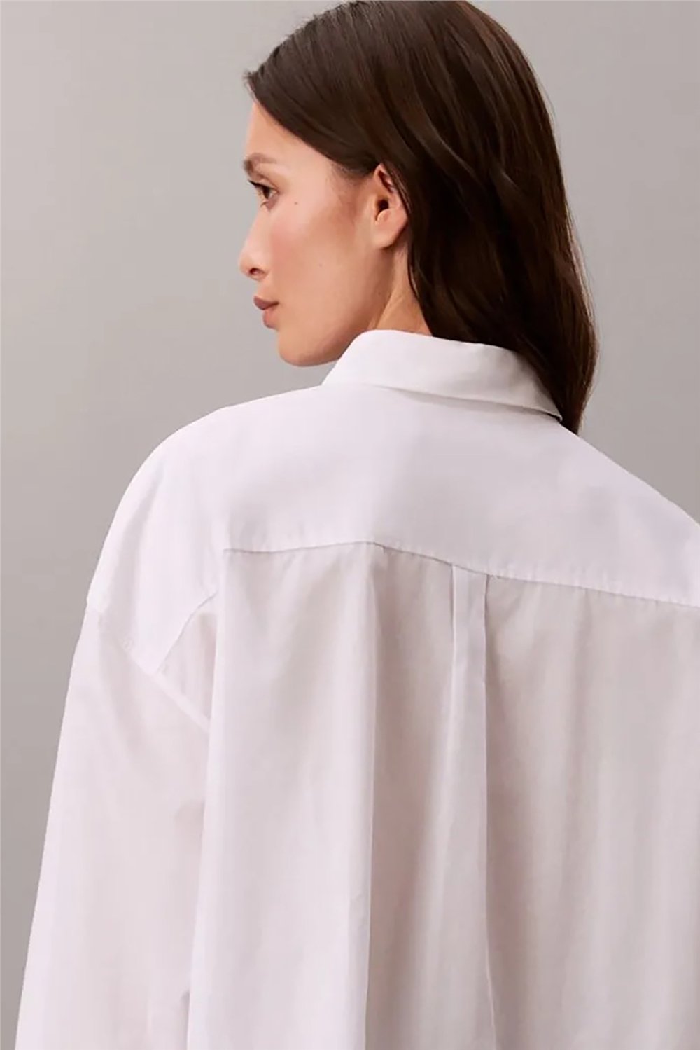 Calvin Klein Cotton Poplin Cropped Shirt Wove Kadın Gömlek Beyaz
