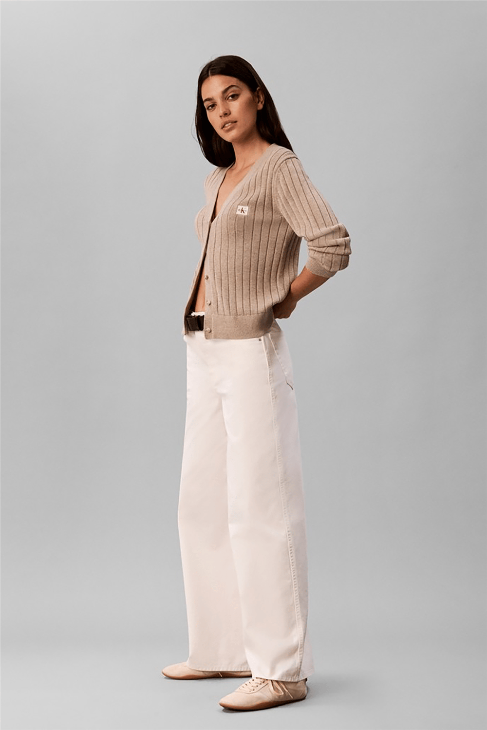 Calvin Klein Cotton Twill Wide Leg Pants Kadın Pantolon