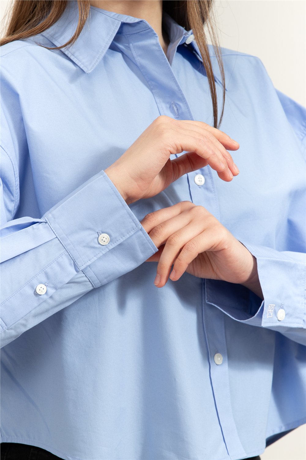 Calvin Klein Crisp Poplin Oversized Cropped S Kadın Gömlek