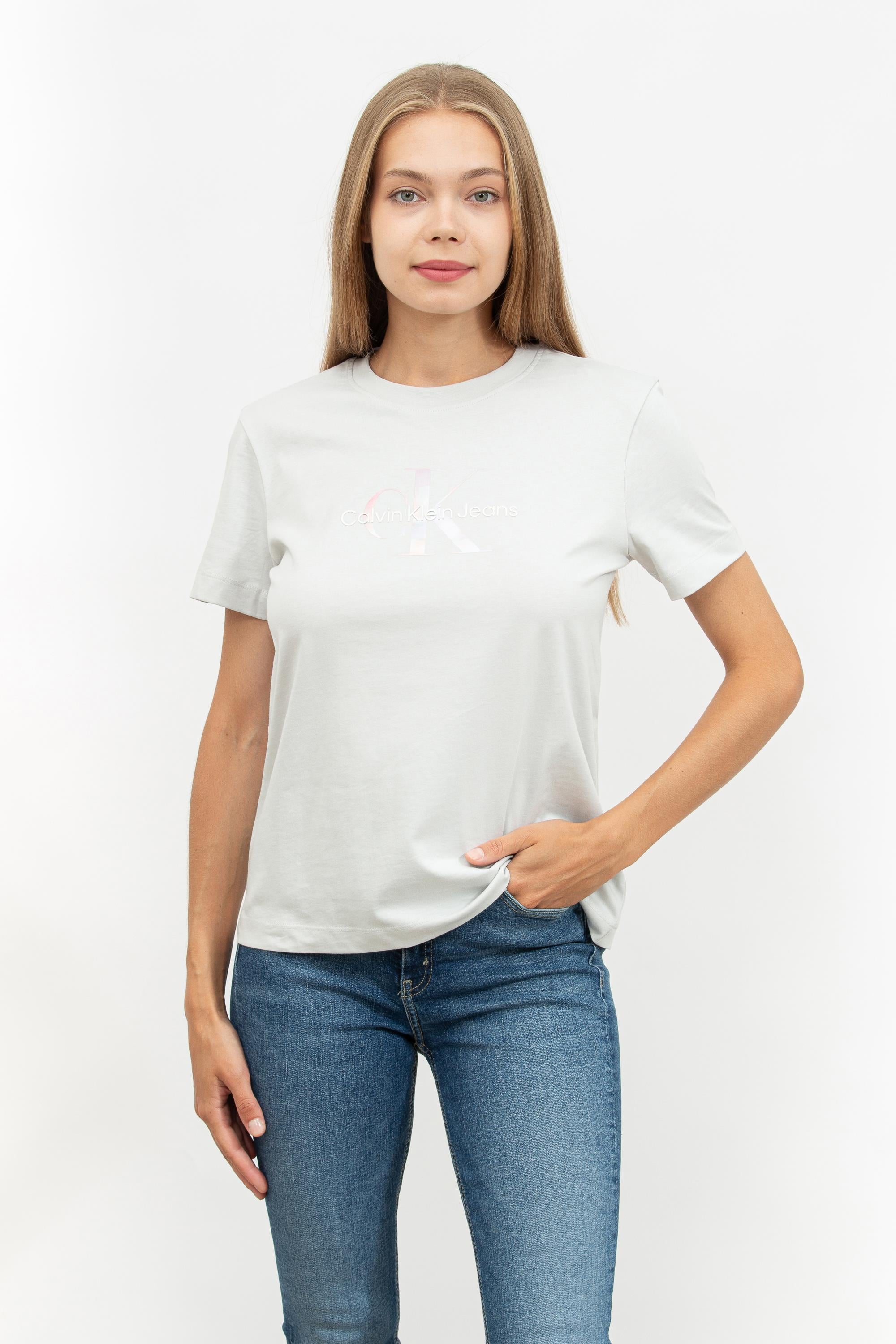 Calvin Klein Diffused Monologo Kadın Bisiklet Yaka T-Shirt