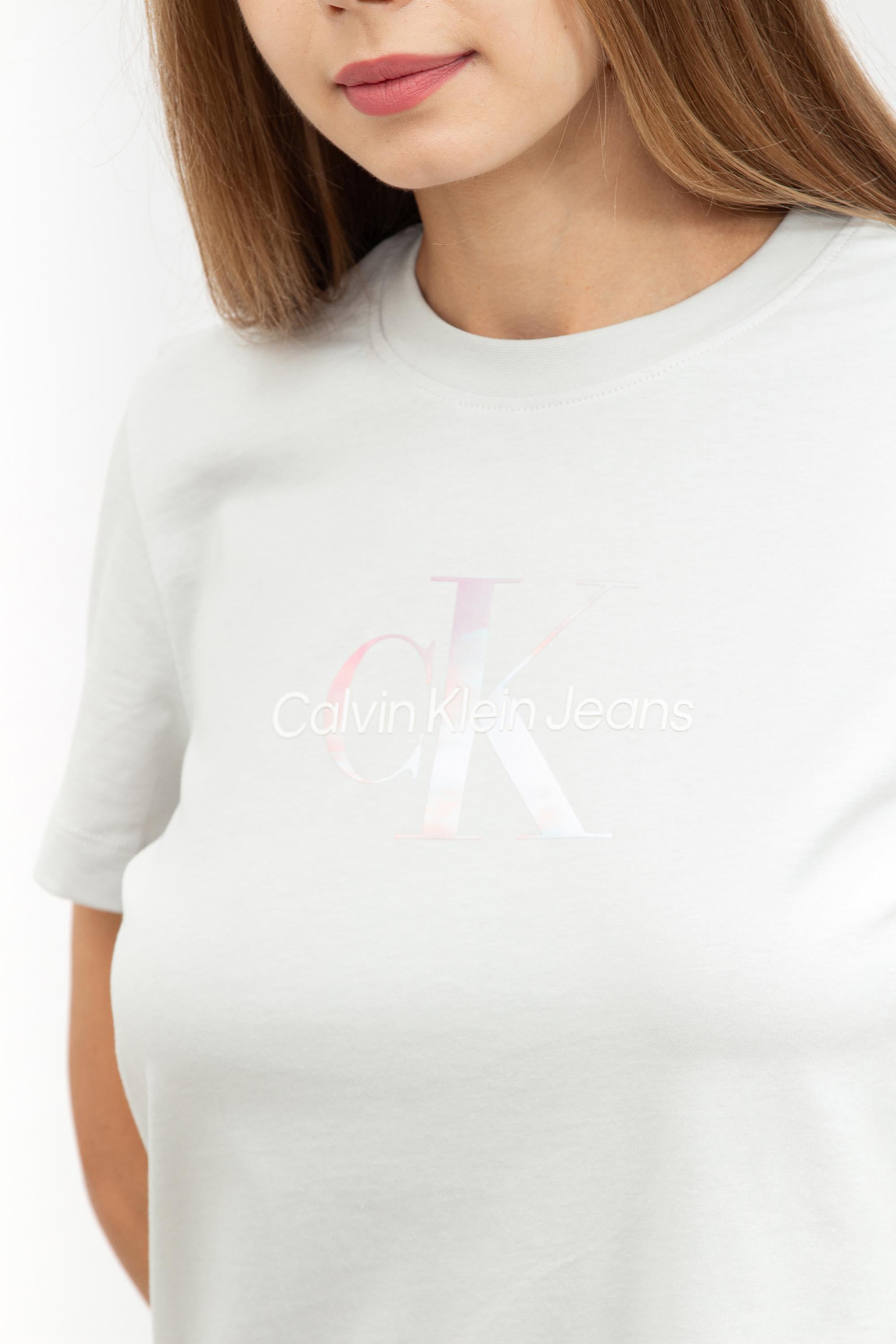Calvin Klein Diffused Monologo Kadın Bisiklet Yaka T-Shirt