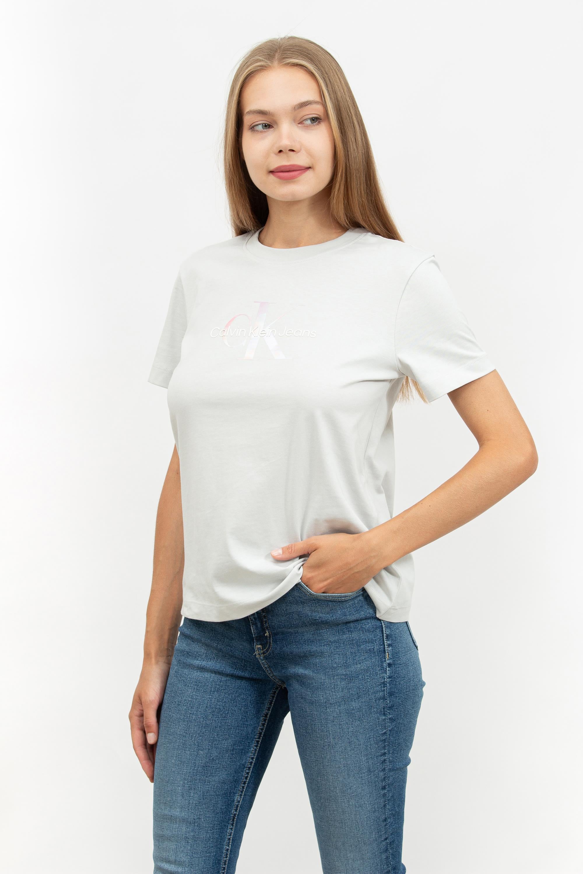 Calvin Klein Diffused Monologo Kadın Bisiklet Yaka T-Shirt