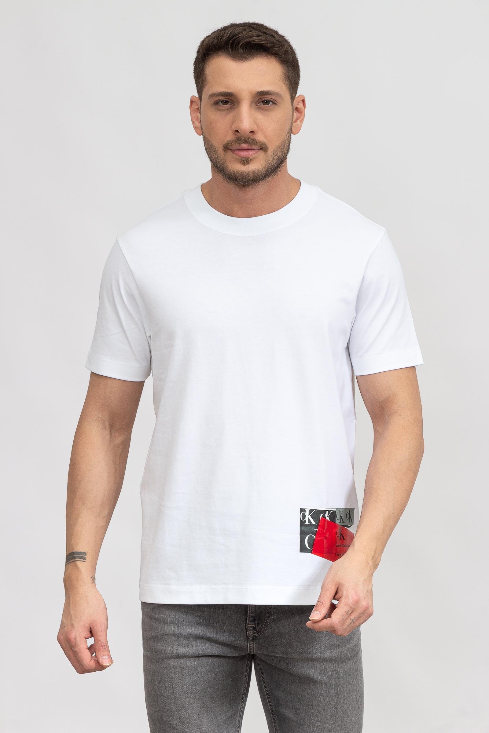 Calvin Klein Disrupted Ck Box Urban Erkek Bisiklet Yaka T-Shirt