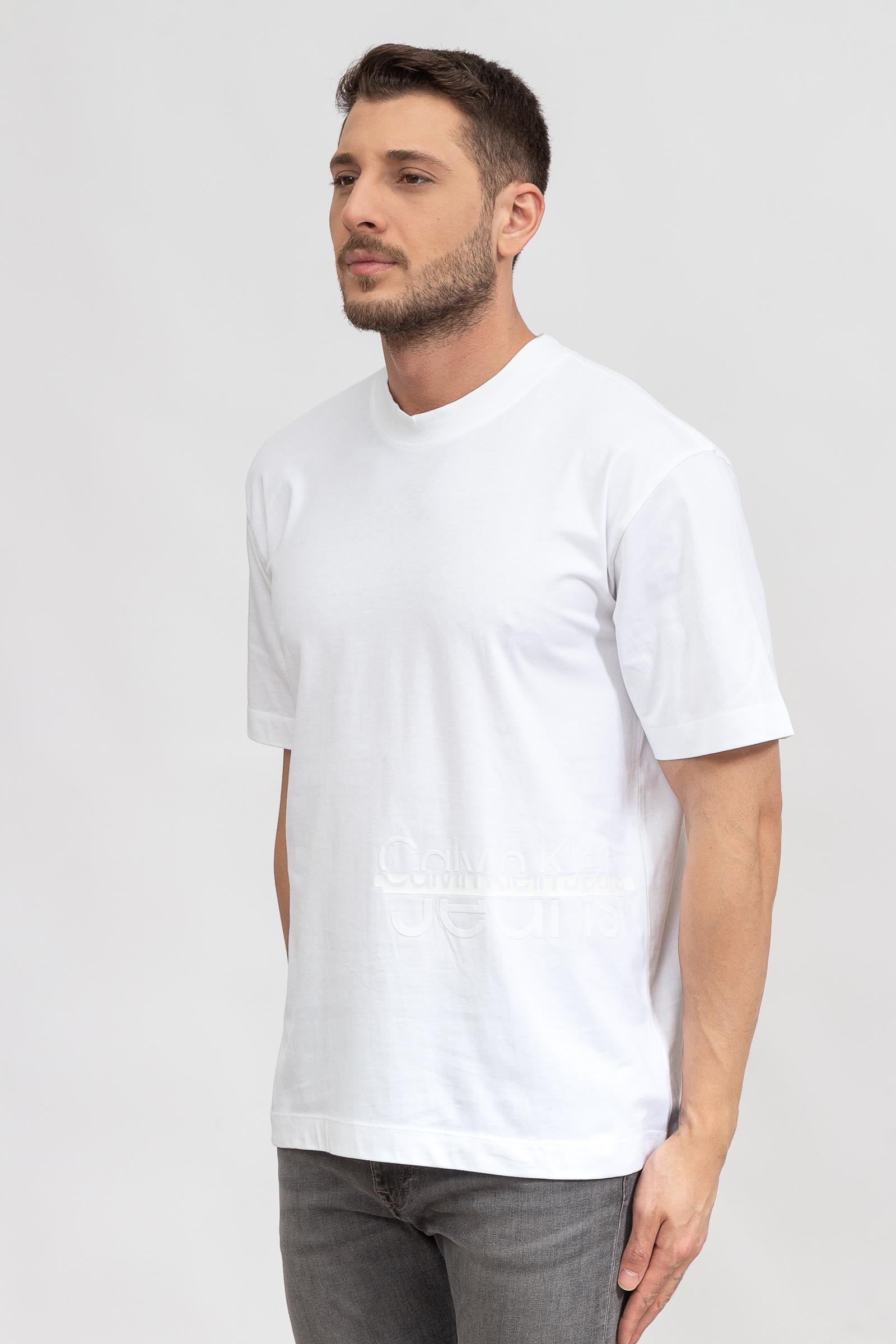 Calvin Klein Disrupted Lacquer Logo Erkek Bisiklet Yaka T-Shirt
