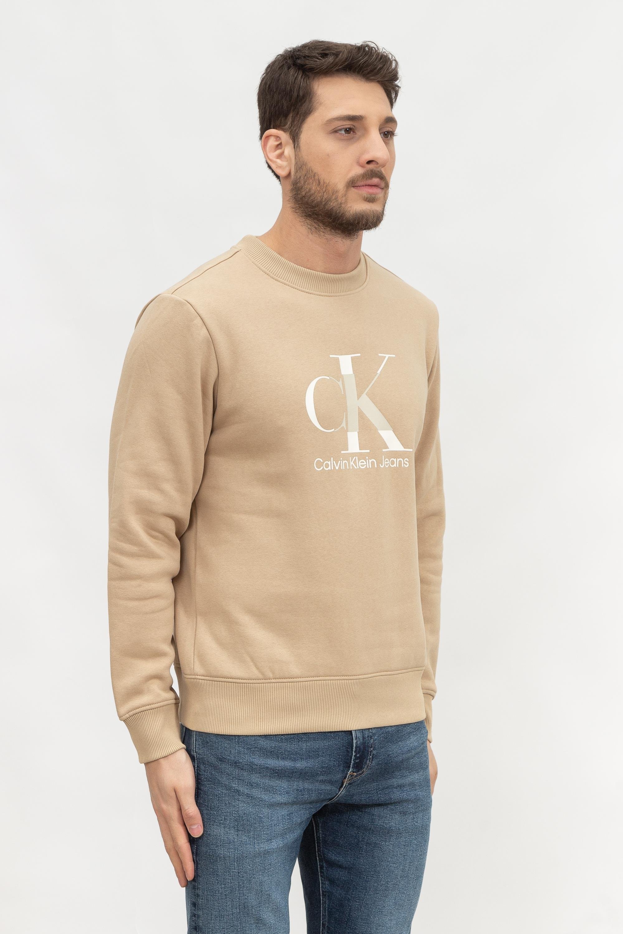 Calvin Klein Disrupted Monologo Crew Neck Erkek Bisiklet Yaka Sweatshirt