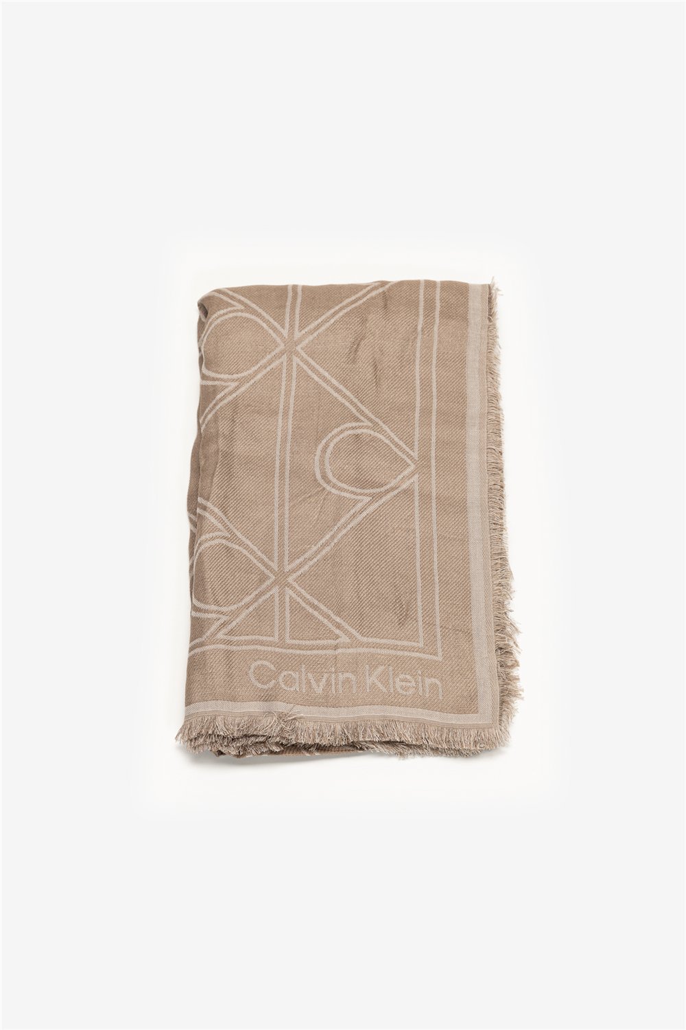 Calvin Klein Emblem Aop Contrast LW Square Sc Kadın Şal