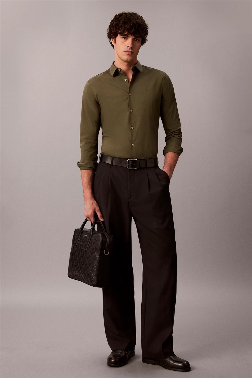 Calvin Klein Emblem Aop Deboss Commuter Erkek Bilgisayar Çantası Siyah