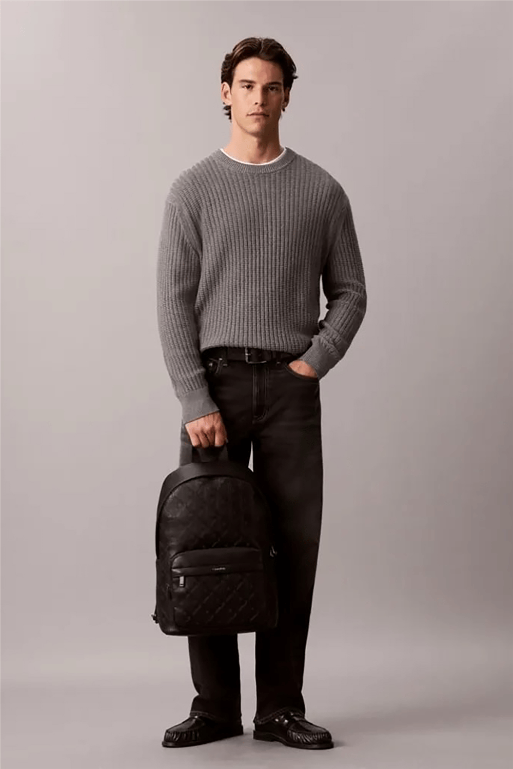 Calvin Klein Emblem Aop Deboss Round Backpack Erkek Sırt Çantası Siyah