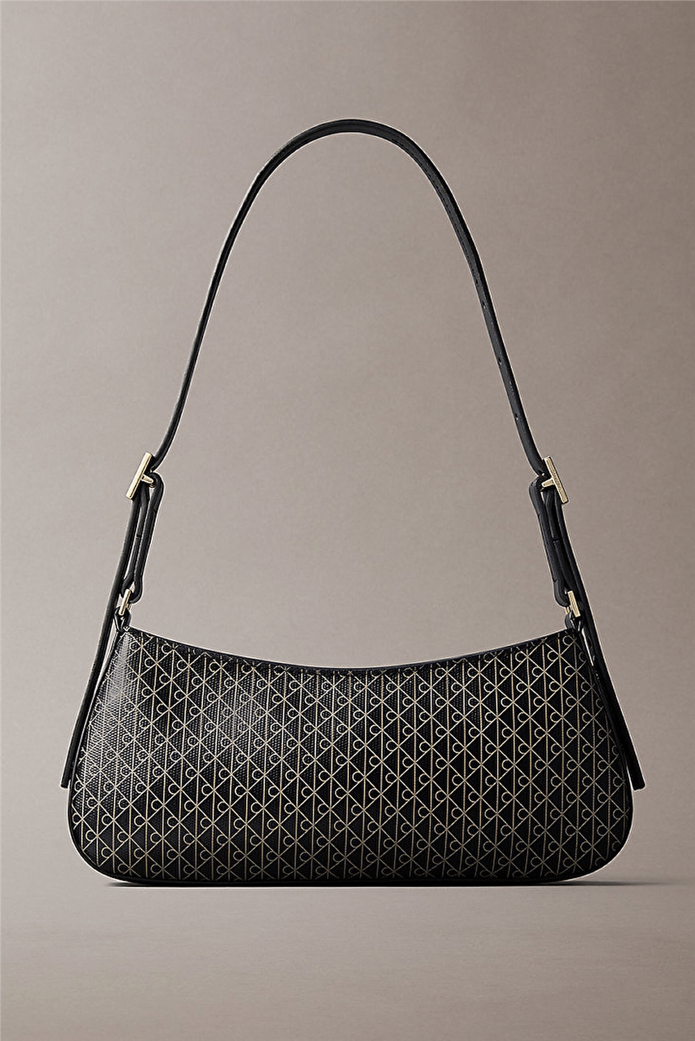 Calvin Klein Emblem Aop Small Shoulder Bag Kadın Mini Omuz Çantası Siyah