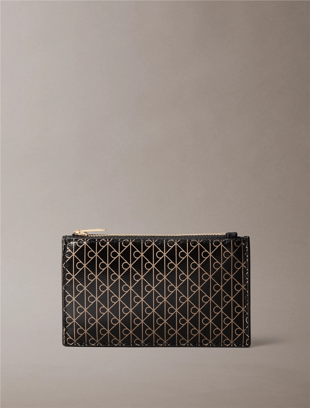 Calvin Klein Emblem Aop Top Zip Cardcase Kadın Kartlık Siyah
