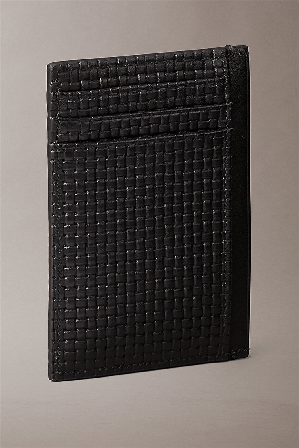 Calvin Klein Embossed Woven N/S Card Case Erkek Kartlık Siyah