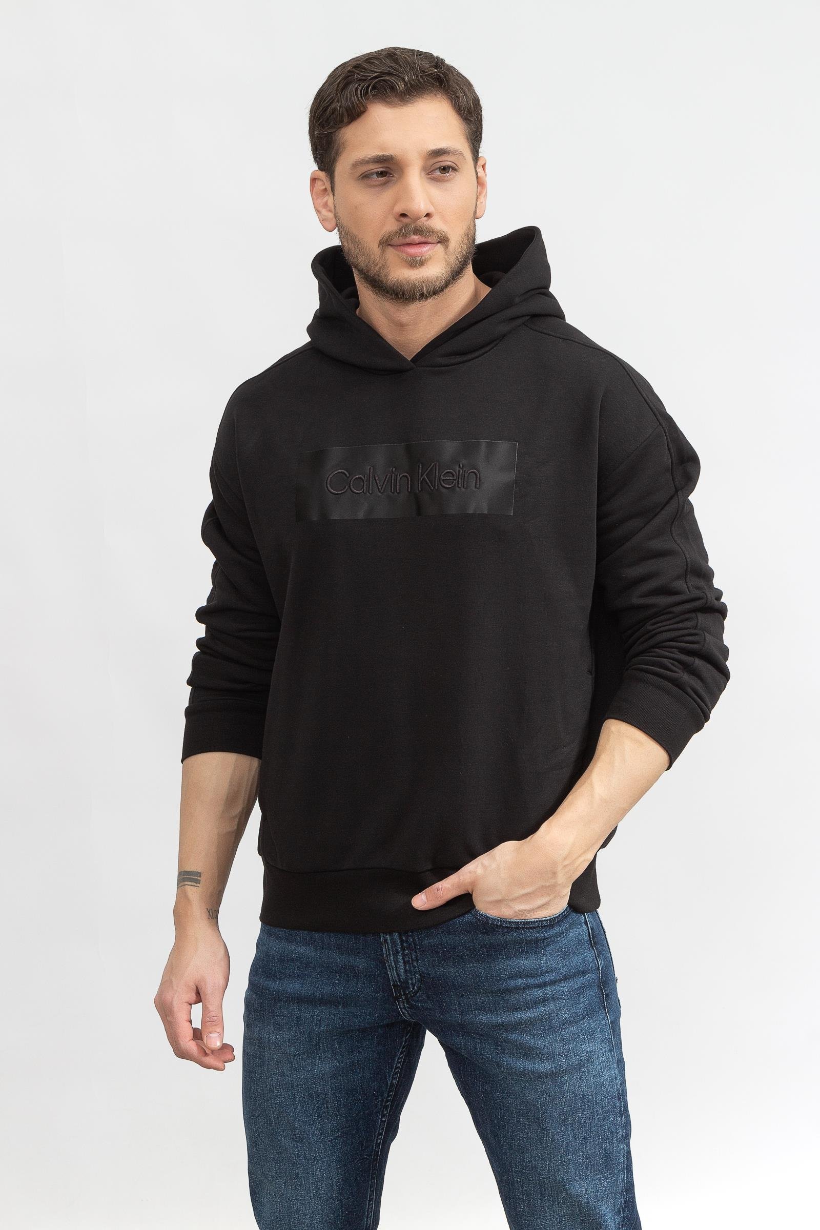 Calvin Klein Embroidered Comfort Hoodie Erkek Kapüşonlu Sweatshirt