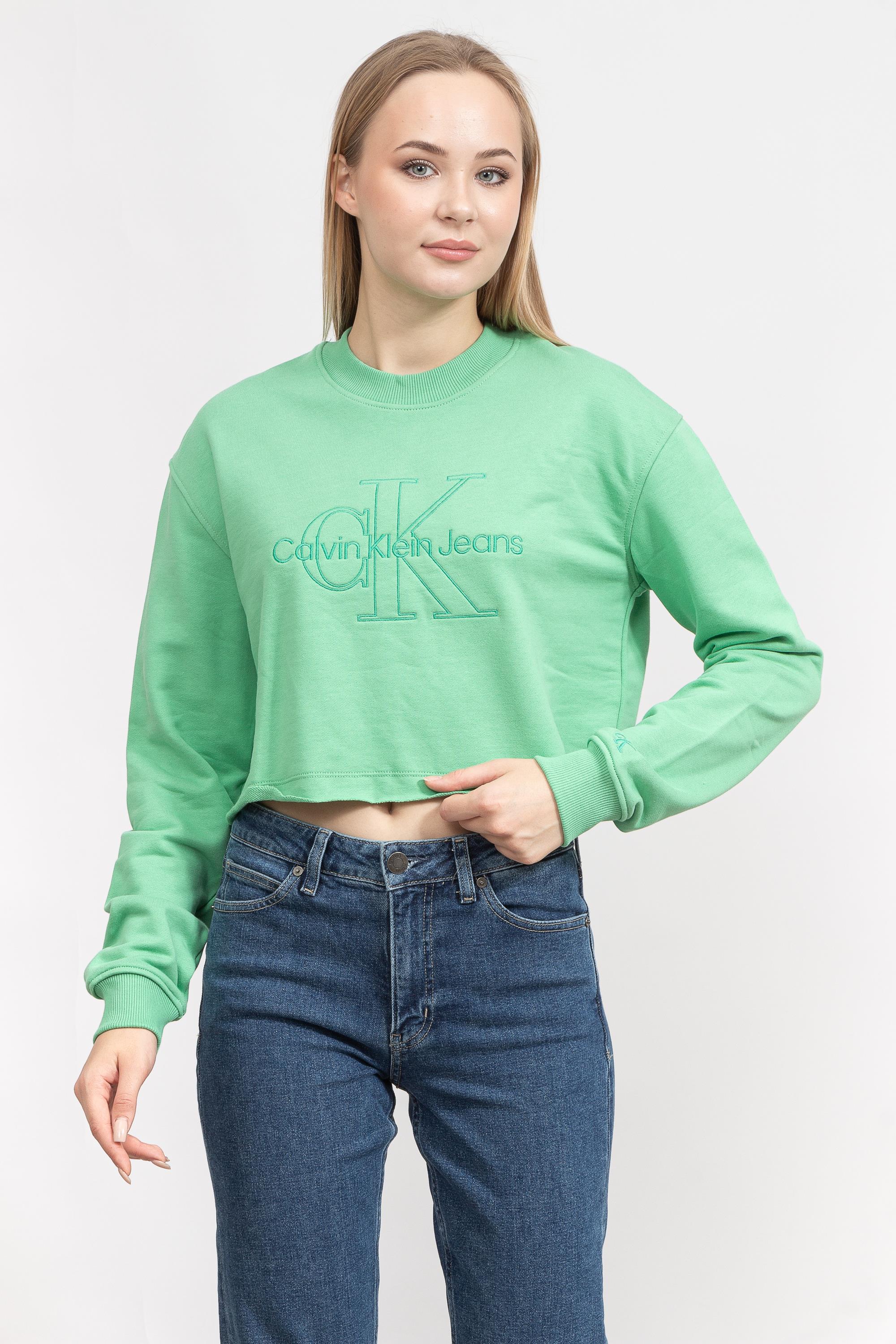 Calvin Klein Embroidered Monologo Kadın Bisiklet Yaka Sweatshirt