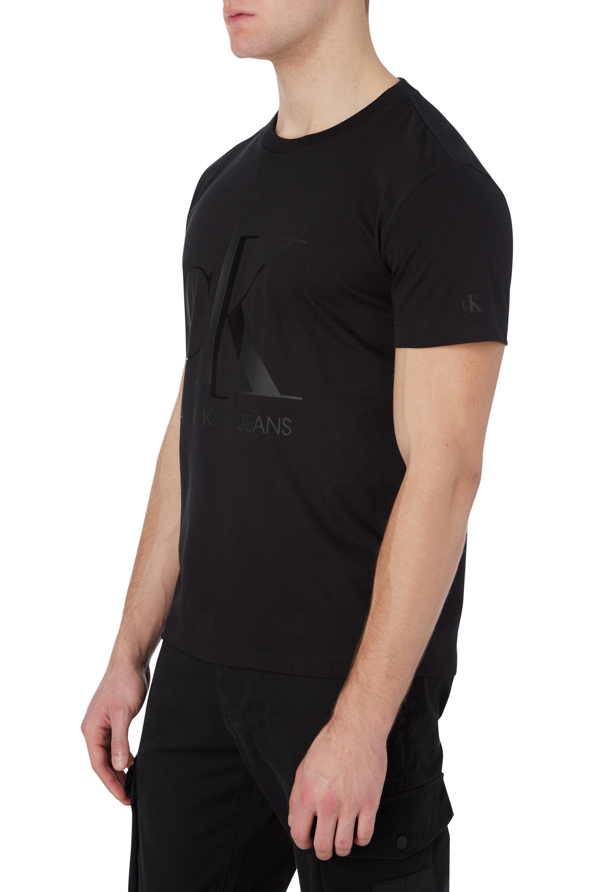 Calvin Klein Erkek Shiny Monogram Logo Slim Fit T-Shirt