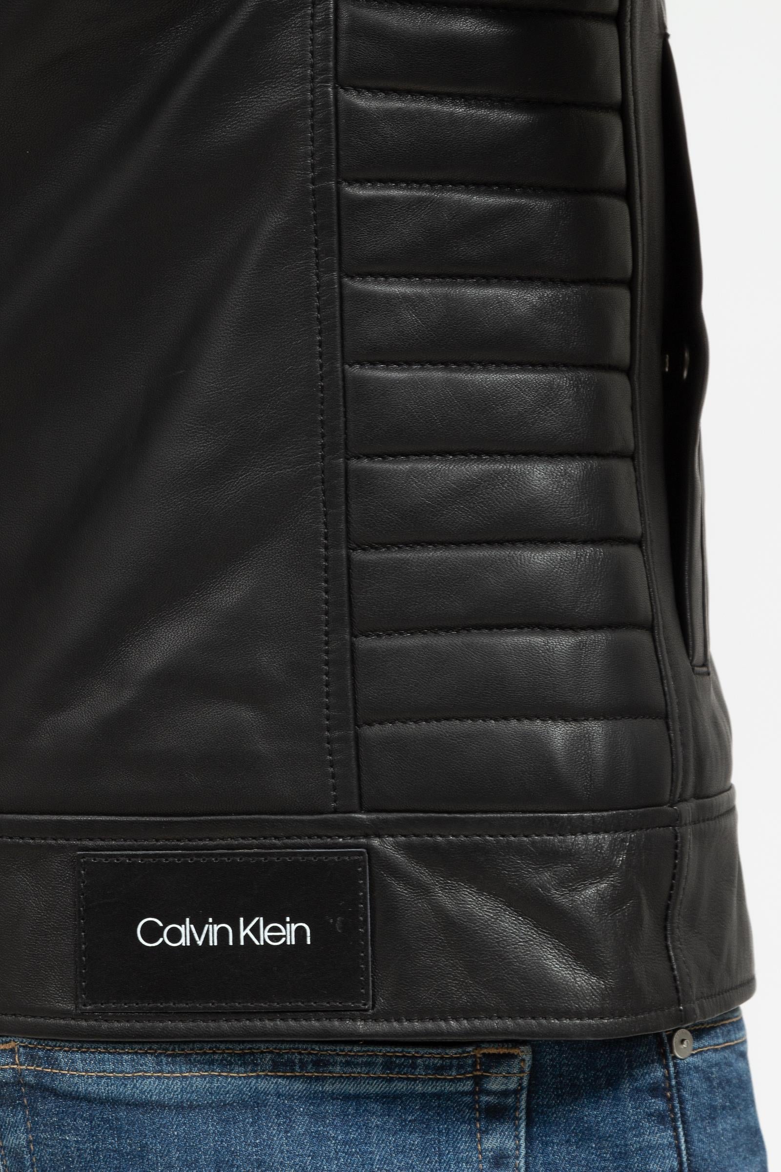 Calvin Klein Essential Leather Biker Jacket Erkek Deri Mont