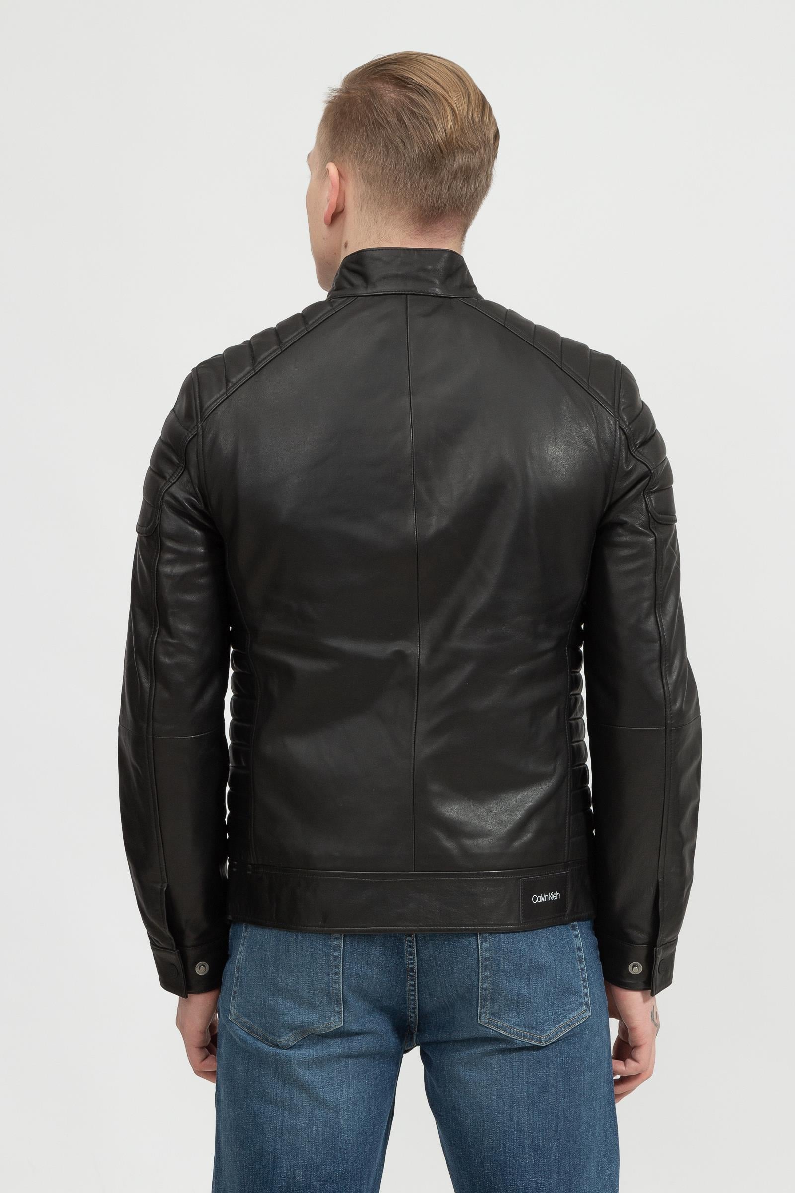 Calvin Klein Essential Leather Biker Jacket Erkek Deri Mont