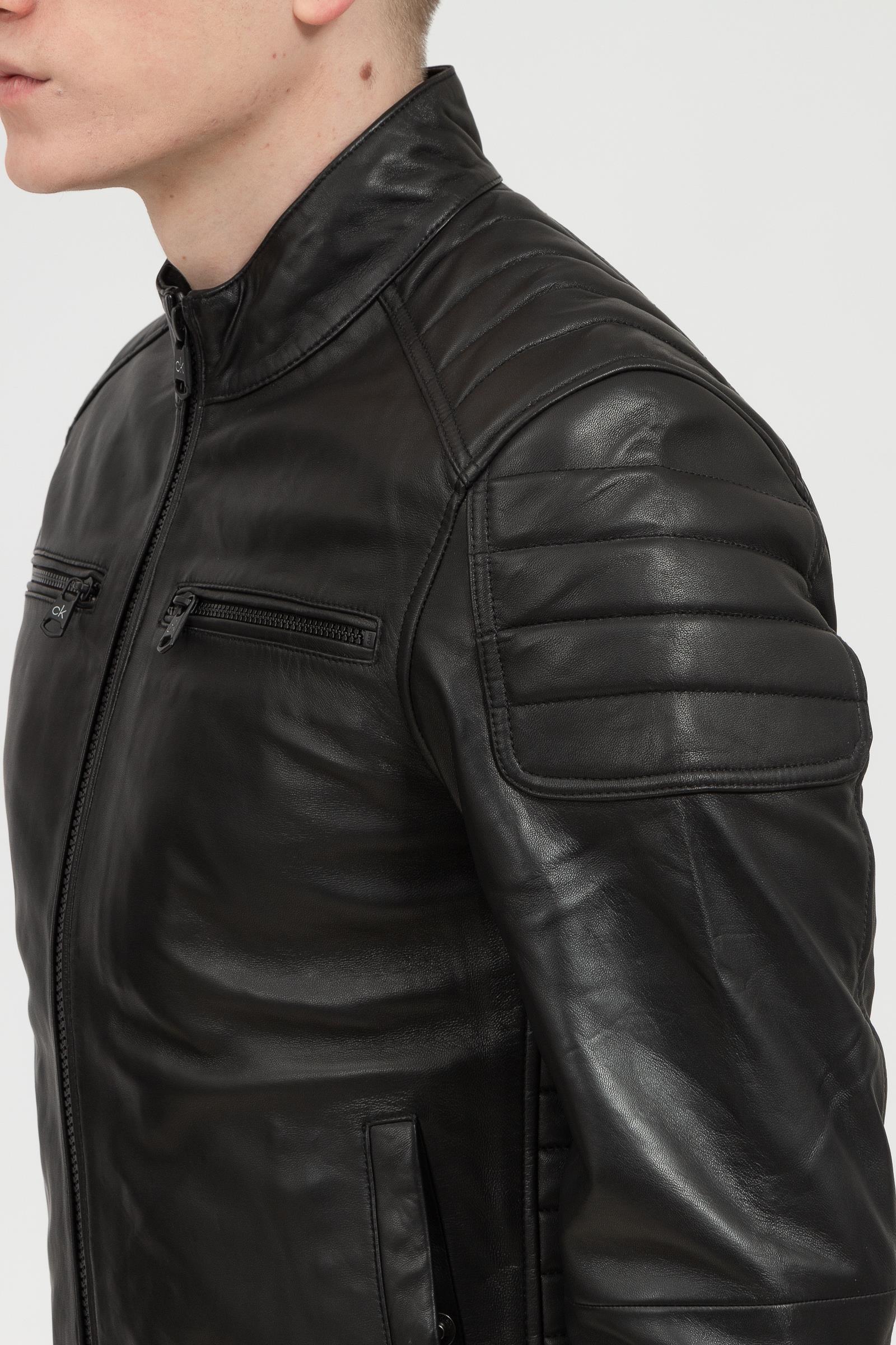 Calvin Klein Essential Leather Biker Jacket Erkek Deri Mont