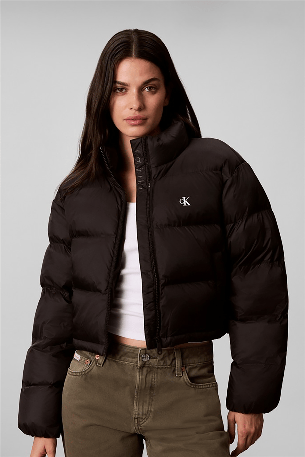 Calvin Klein Essential Mw Crop Puffer Kadın Şişme Mont Siyah