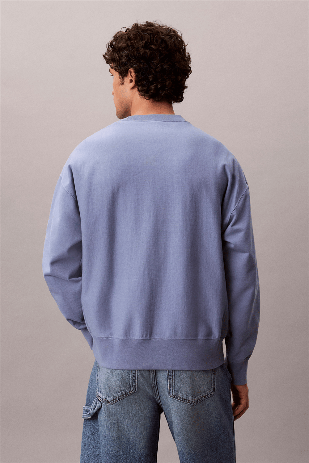 Calvin Klein Ez Prm Tery Mongrm Cn Swtshrt Erkek Fermuarlı Sweatshirt Mavi
