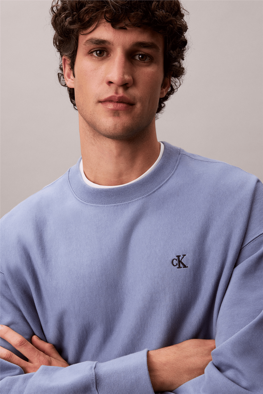 Calvin Klein Ez Prm Tery Mongrm Cn Swtshrt Erkek Fermuarlı Sweatshirt Mavi
