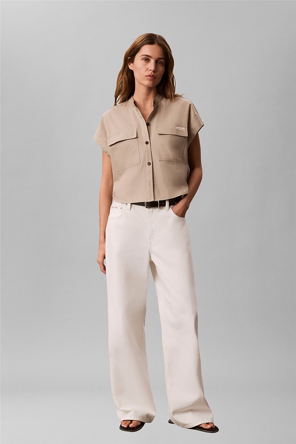 Calvin Klein Faux Denim Ss Relaxed Blouse Kadın Gömlek