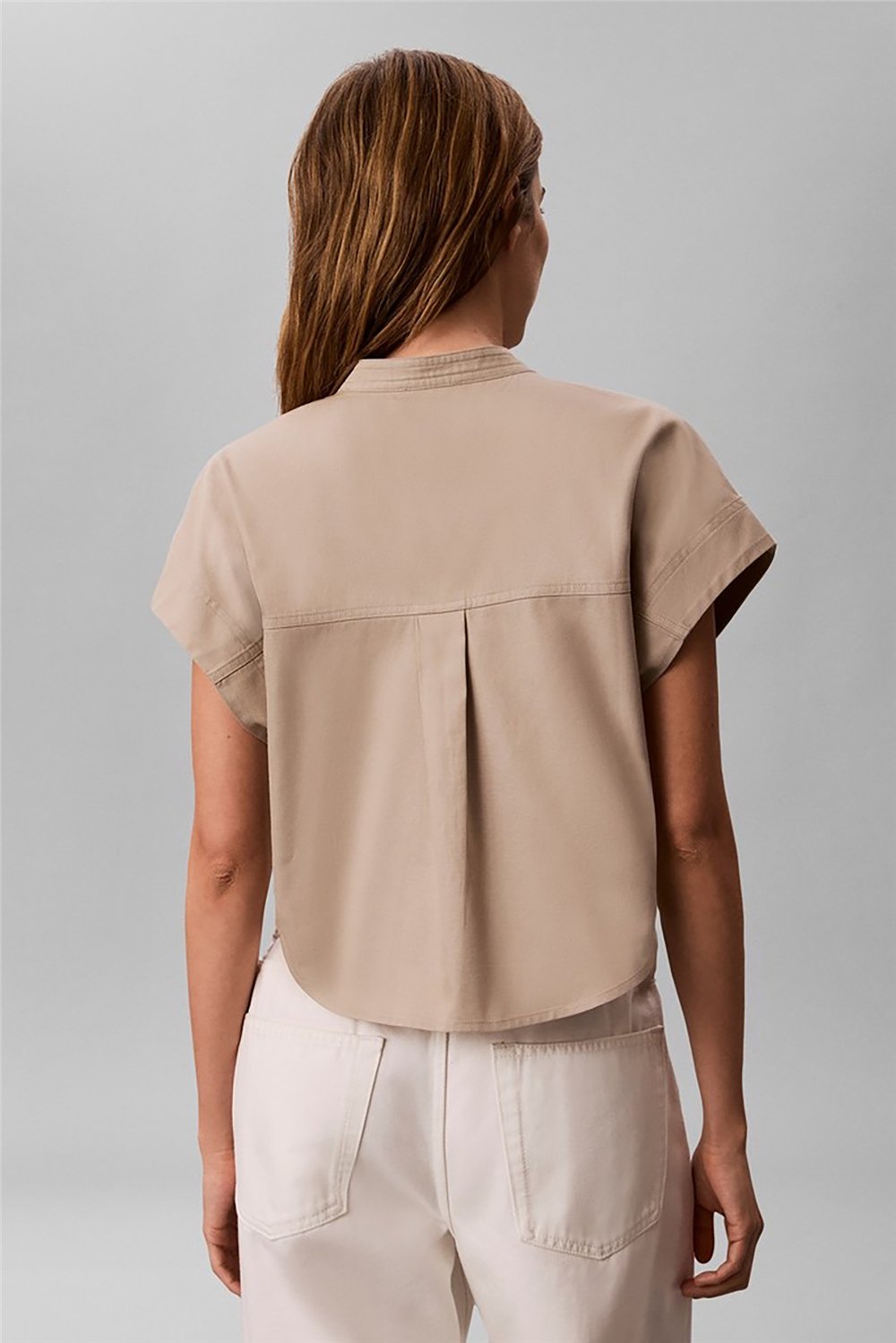 Calvin Klein Faux Denim Ss Relaxed Blouse Kadın Gömlek