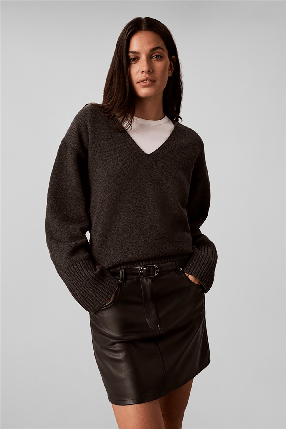 Calvin Klein Faux Leather 5 Pkt Mini Skirt Kadın Etek Siyah
