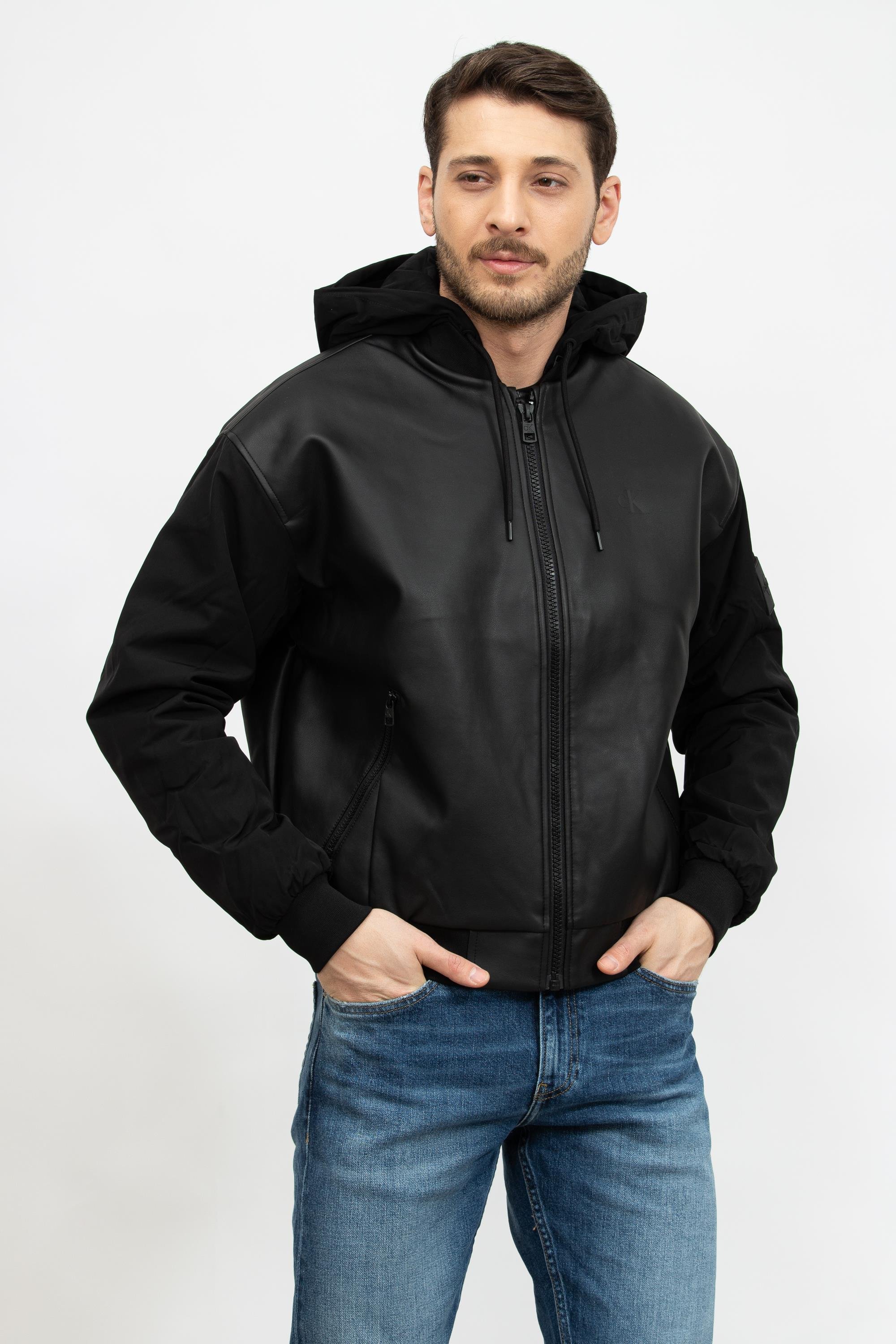 Calvin Klein Faux Leather Bomber Erkek Deri Mont