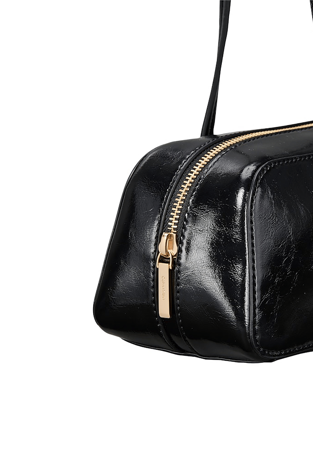 Calvin Klein Foil Logo Glossy Bauletto Kadın Omuz Çantası Siyah