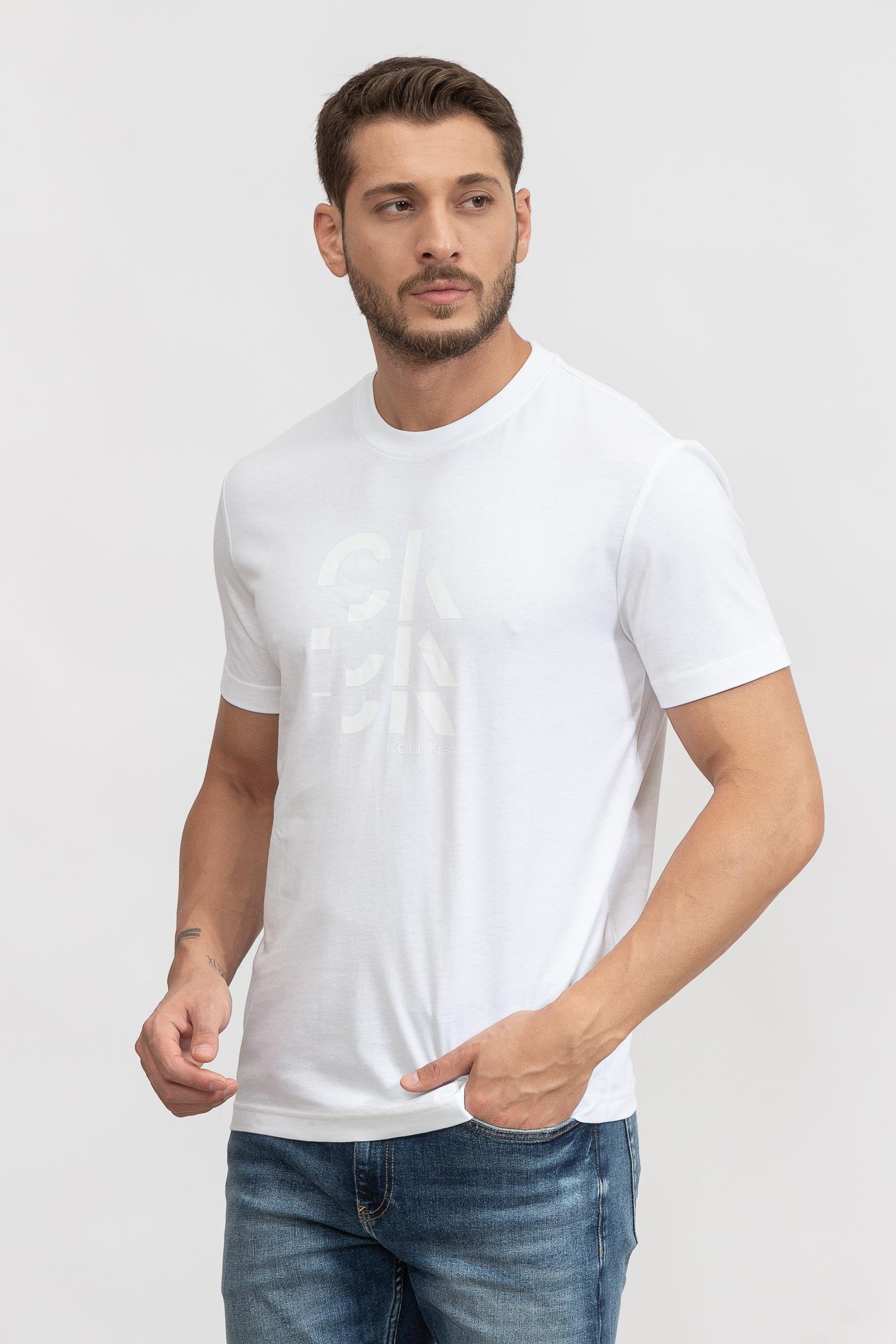 Calvin Klein Graphic Triple Logo Erkek Bisiklet Yaka T-Shirt