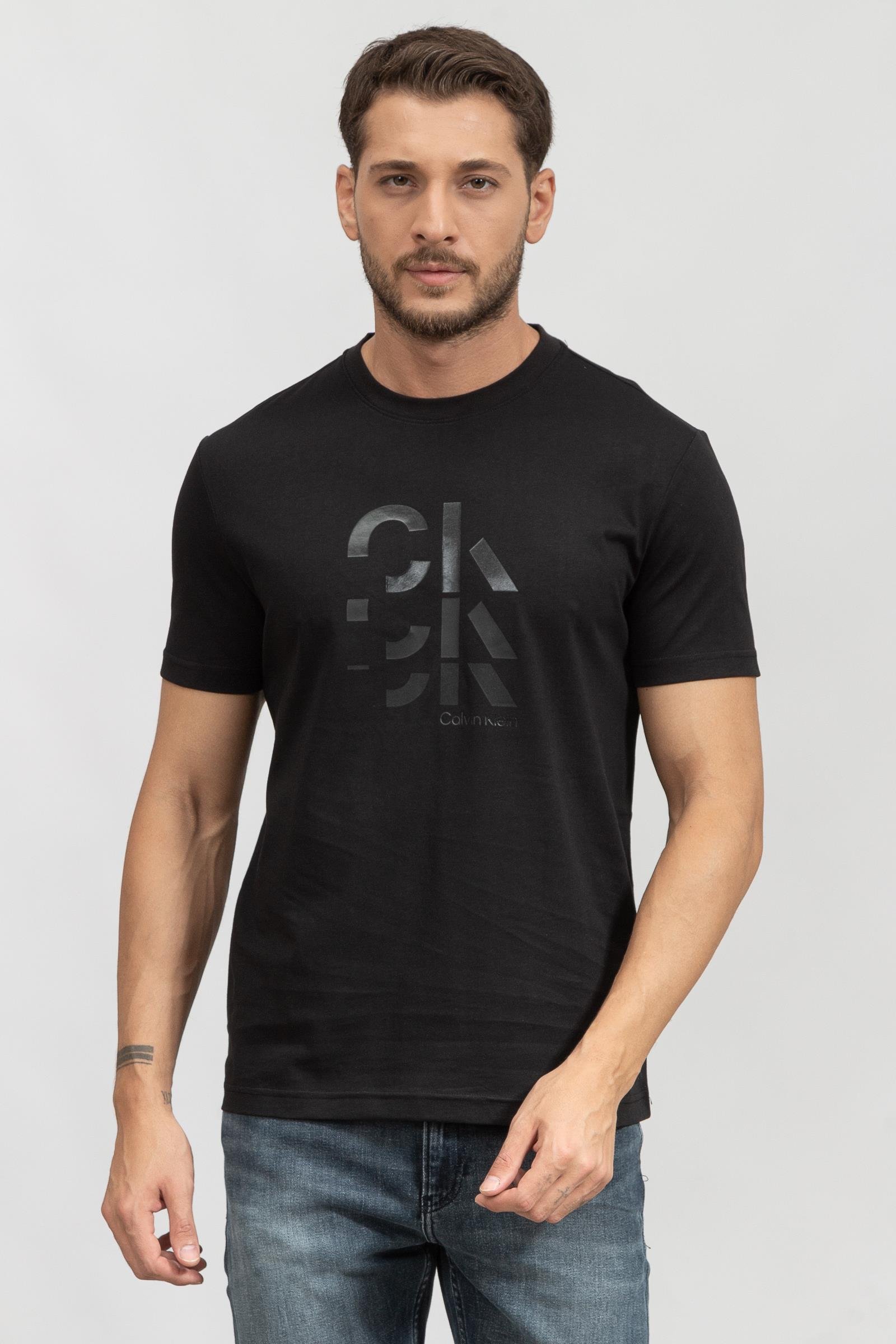 Calvin Klein Graphic Triple Logo Erkek Bisiklet Yaka T-Shirt