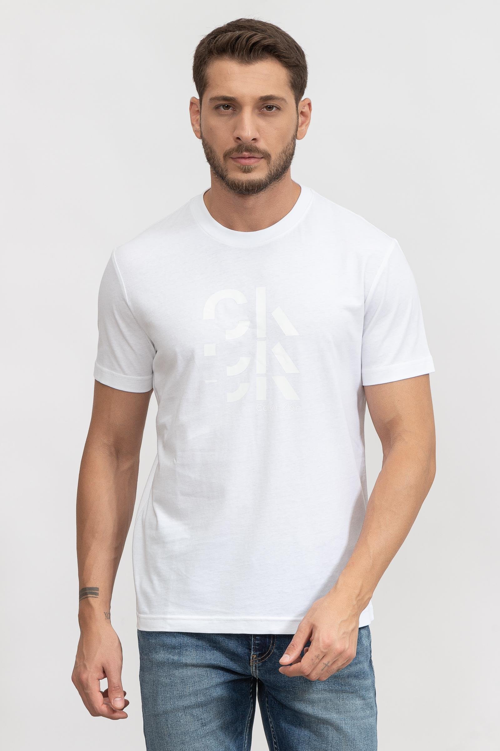 Calvin Klein Graphic Triple Logo Erkek Bisiklet Yaka T-Shirt
