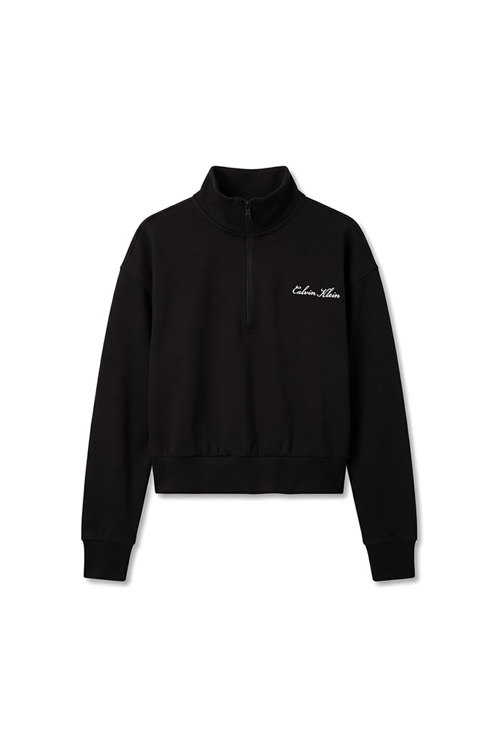 Calvin Klein Heavy Jersey 1/4 Zip Top- Graphi Kadın Pijama Üstü Siyah