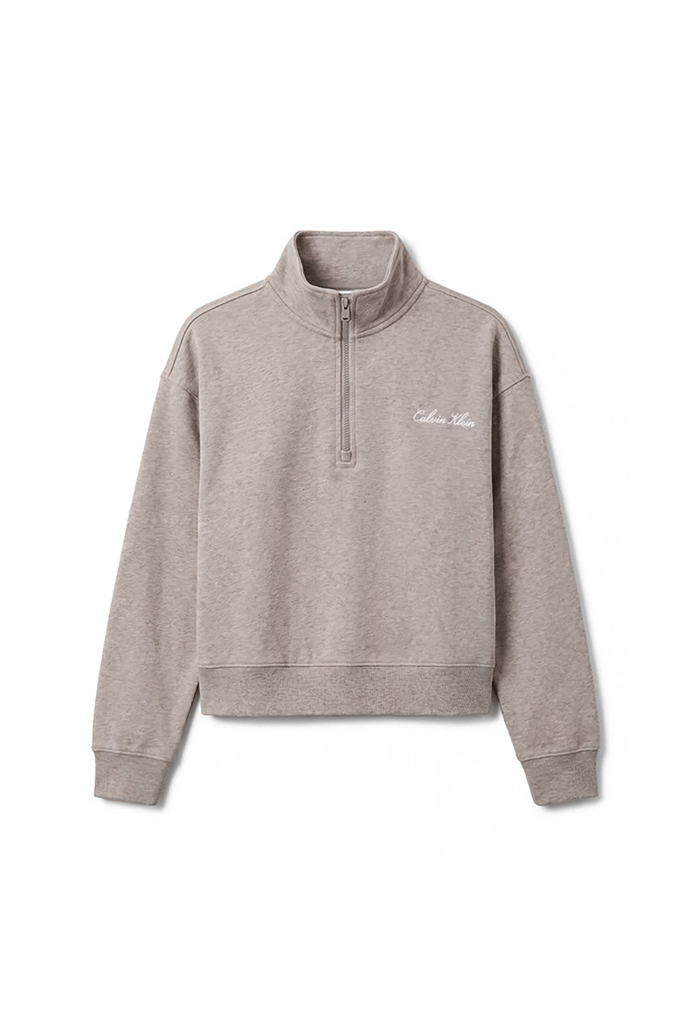 Calvin Klein Heavy Jersey 1/4 Zip Top- Graphi Kadın Pijama Üstü Gri