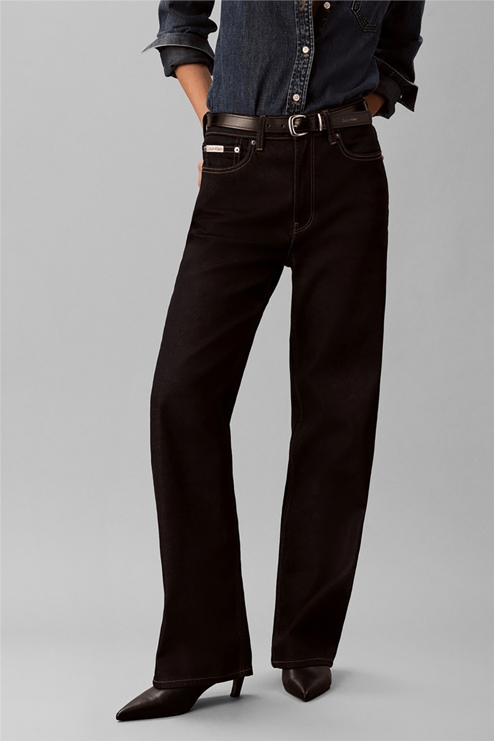Calvin Klein High Rise Loose iconic indigo Kadın Jean Pantolon