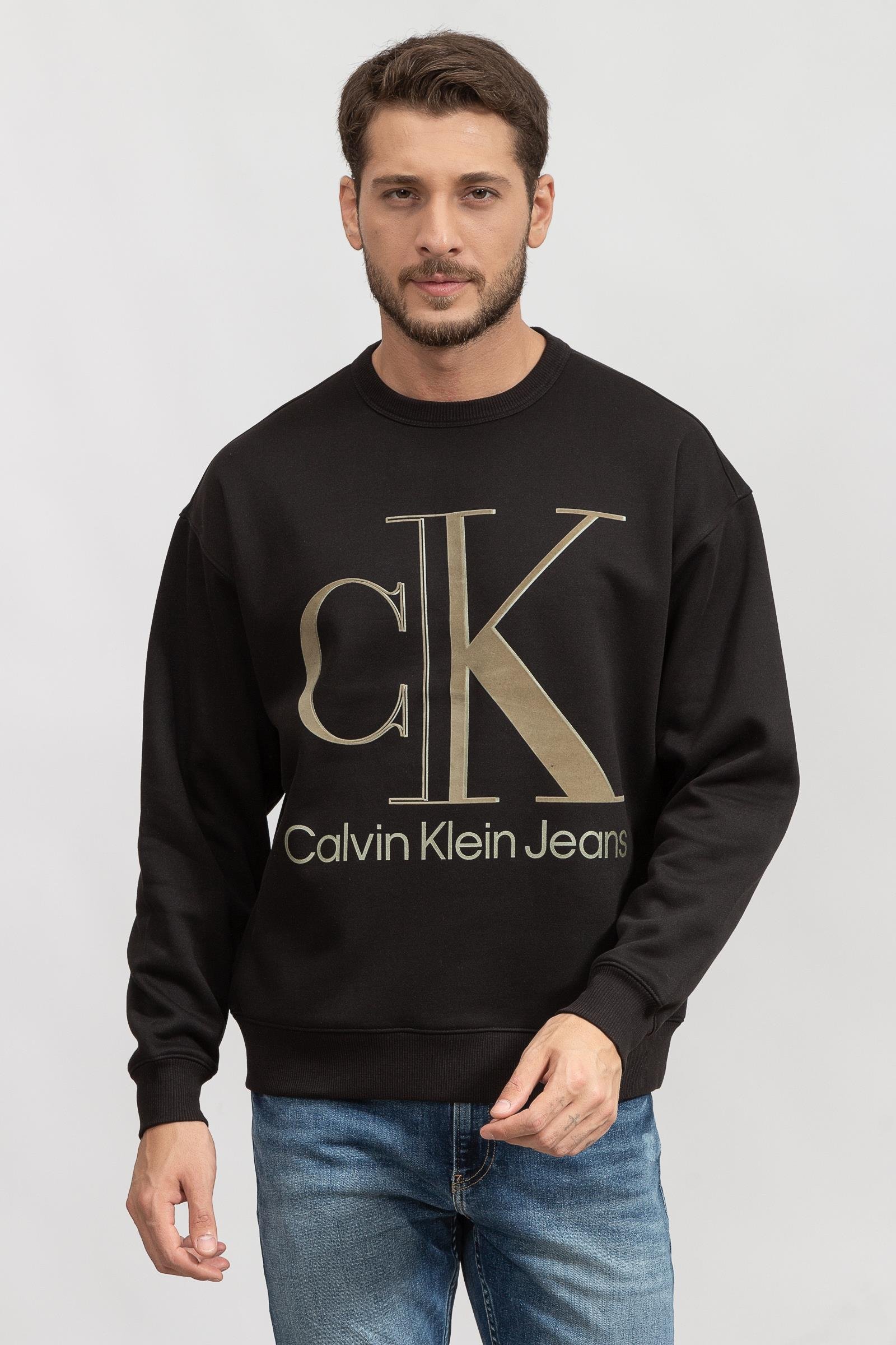 Calvin Klein High Shine Ck Instit Crew Neck Erkek Bisiklet Yaka Sweatshirt