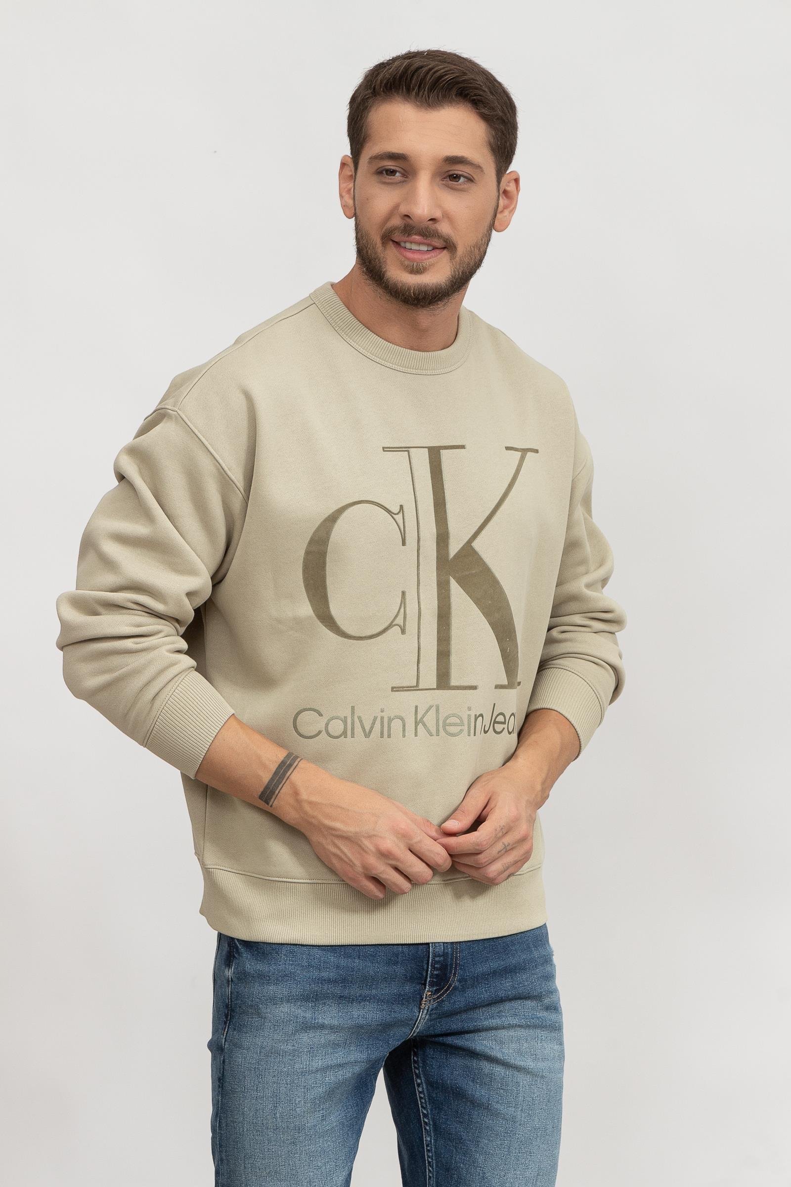 Calvin Klein High Shine Ck Instit Crew Neck Erkek Bisiklet Yaka Sweatshirt