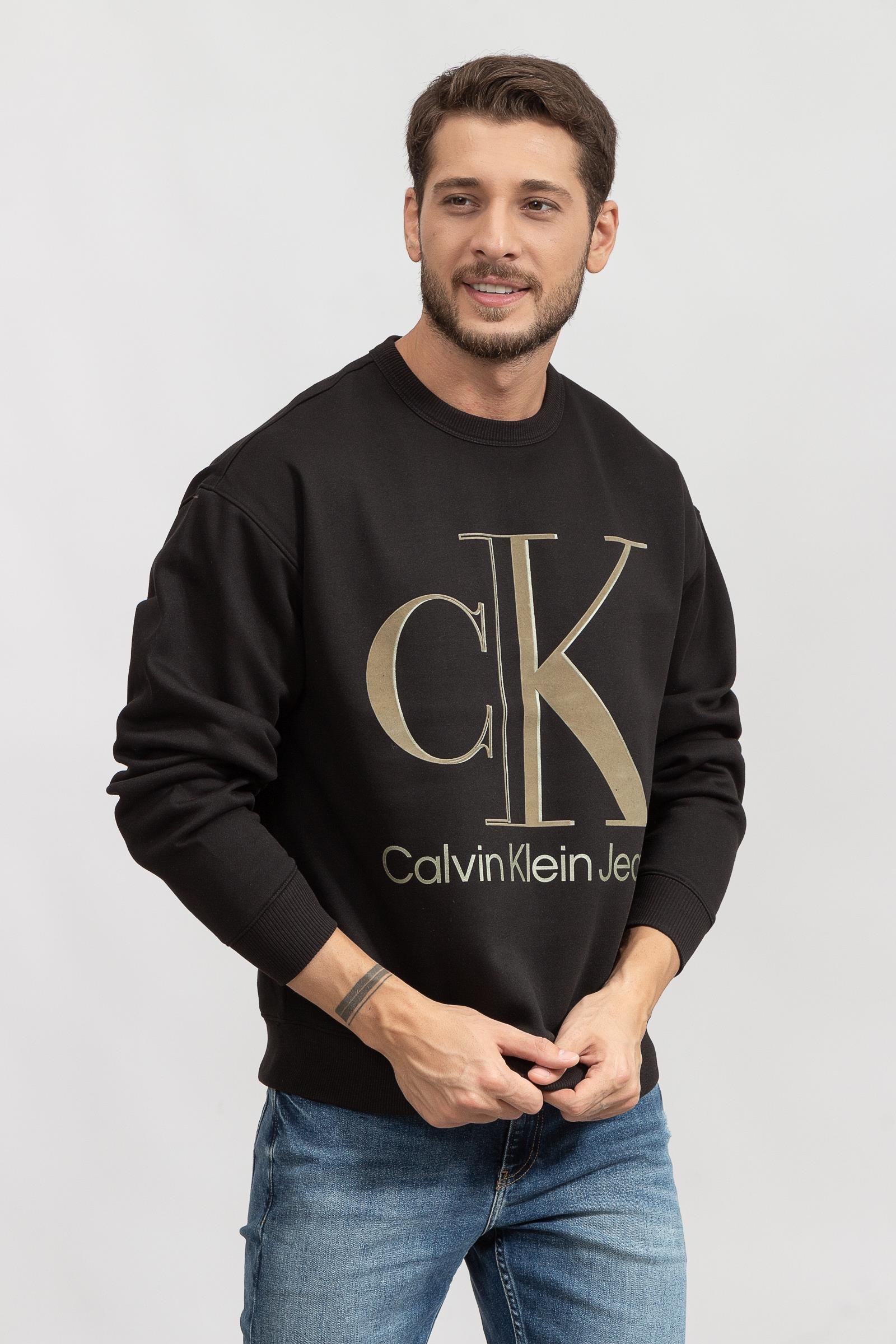 Calvin Klein High Shine Ck Instit Crew Neck Erkek Bisiklet Yaka Sweatshirt