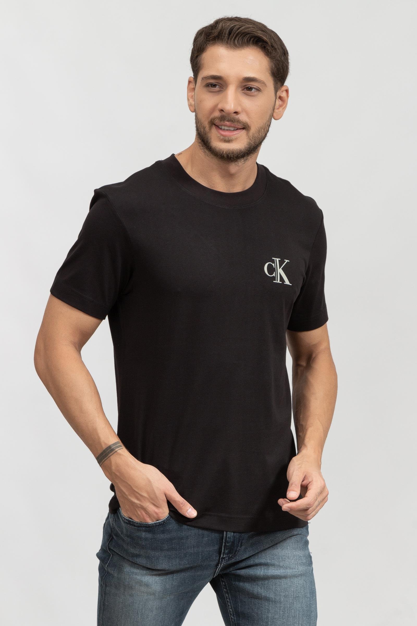 Calvin Klein High Shine Ck Institutional Erkek Bisiklet Yaka T-Shirt