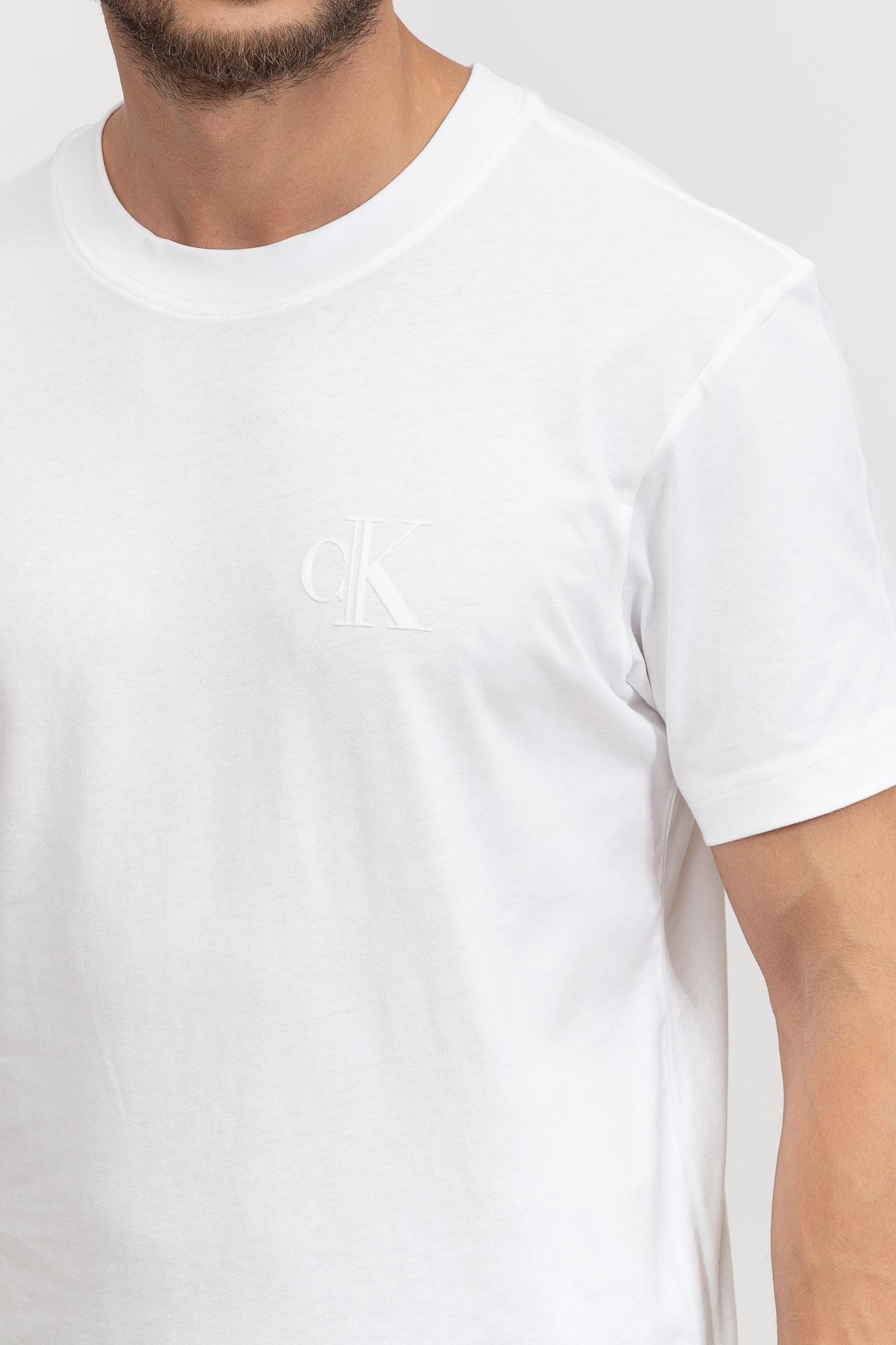 Calvin Klein High Shine Ck Institutional Erkek Bisiklet Yaka T-Shirt