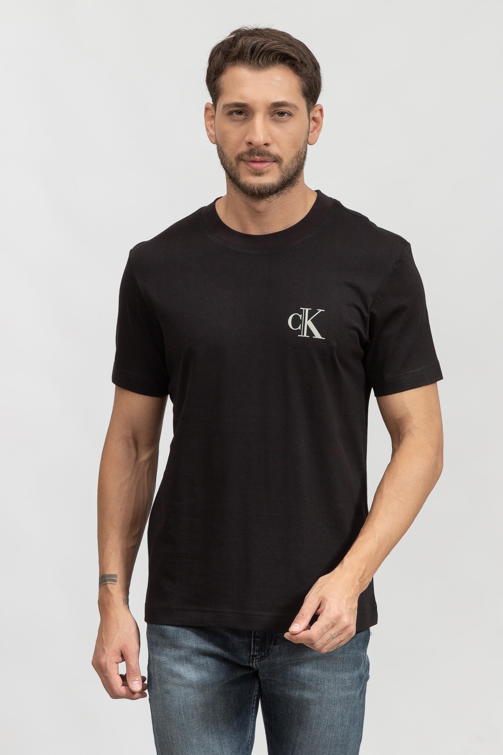 Calvin Klein High Shine Ck Institutional Erkek Bisiklet Yaka T-Shirt