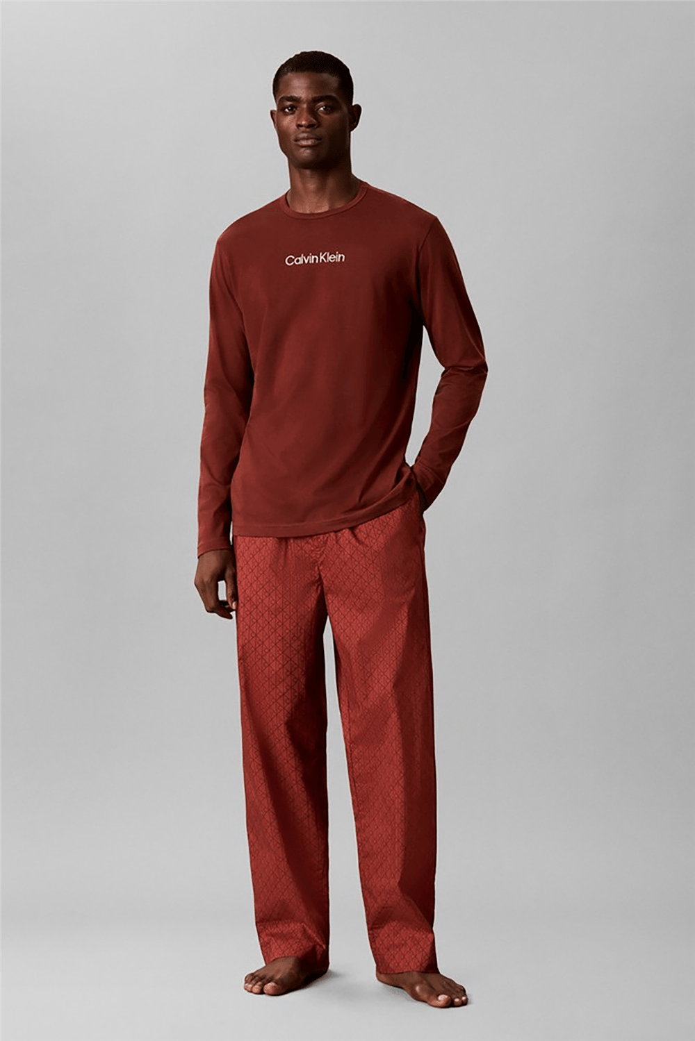 Calvin Klein Holiday Ls Tee Pant Set Erkek Pijama Takımı