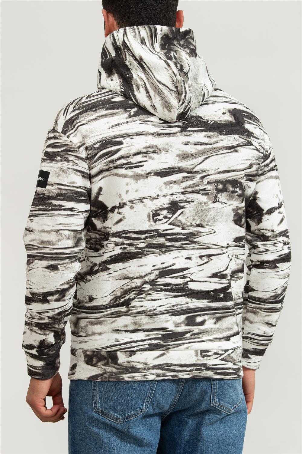 Calvin Klein Horizon Aop Erkek Kapüşonlu Sweatshirt