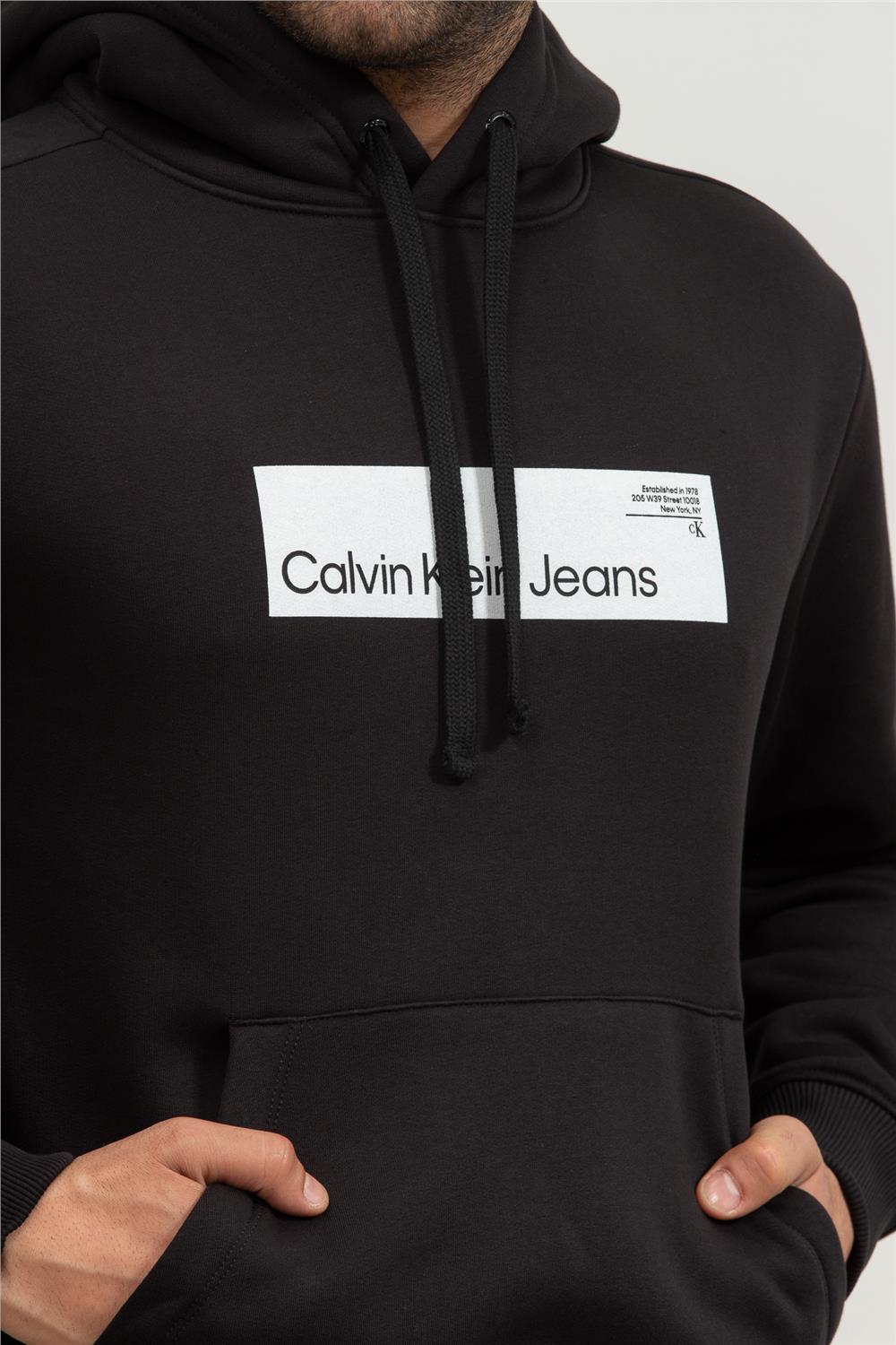 Calvin Klein Hyper Real Box Logo Erkek Kapüşonlu Sweatshirt