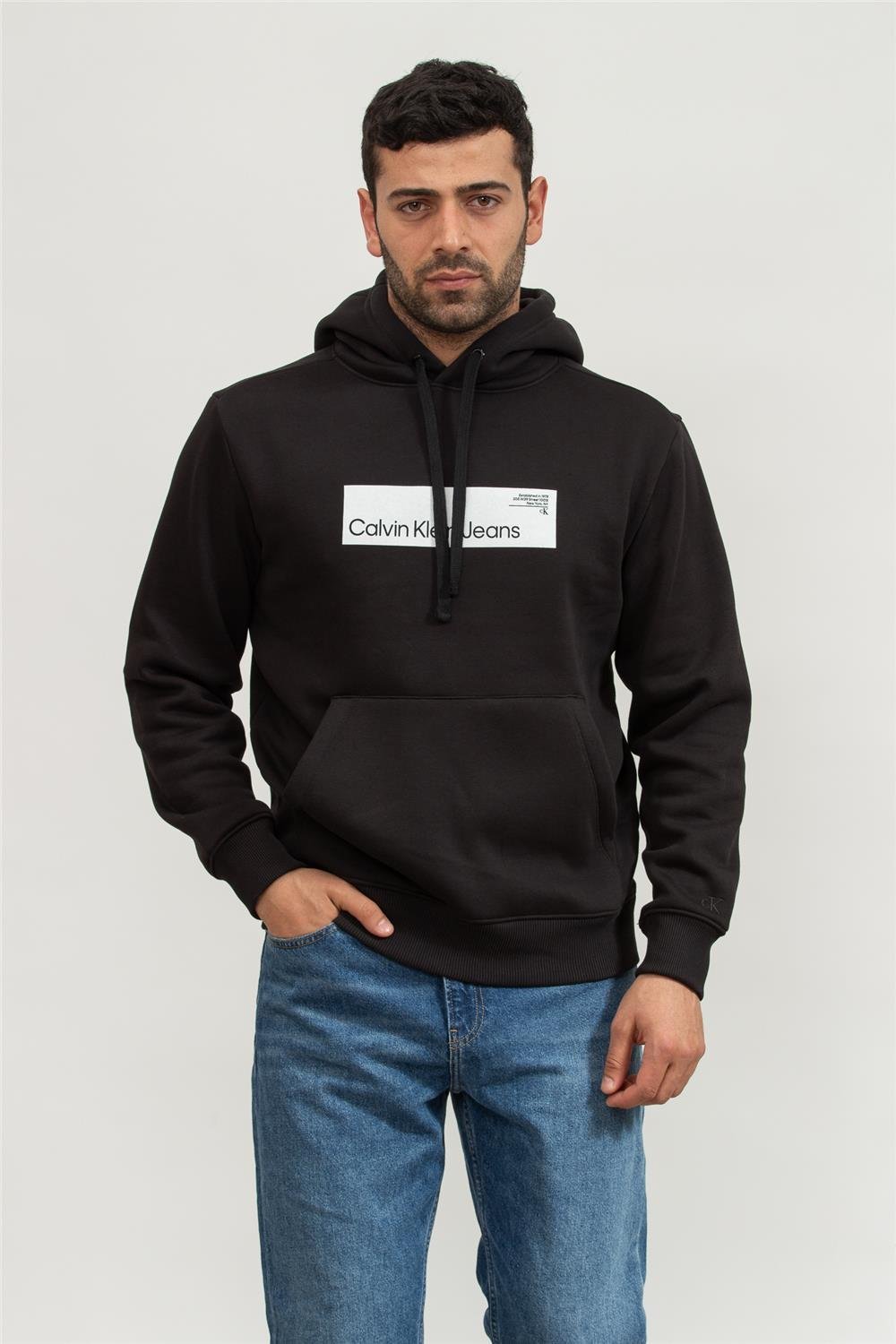Calvin Klein Hyper Real Box Logo Erkek Kapüşonlu Sweatshirt