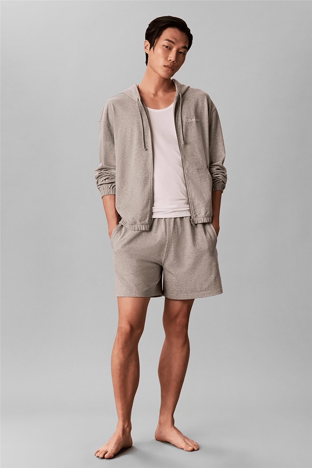 Calvin Klein Icon Essnl L/S Full Zıp Hoodıe Erkek Pijama Üstü Gri