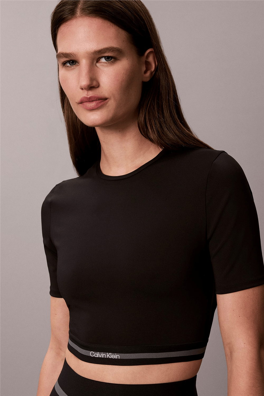 Calvin Klein Icon Sport Ss Tee Wıth Wb Kadın Bisiklet Yaka T-Shirt Siyah