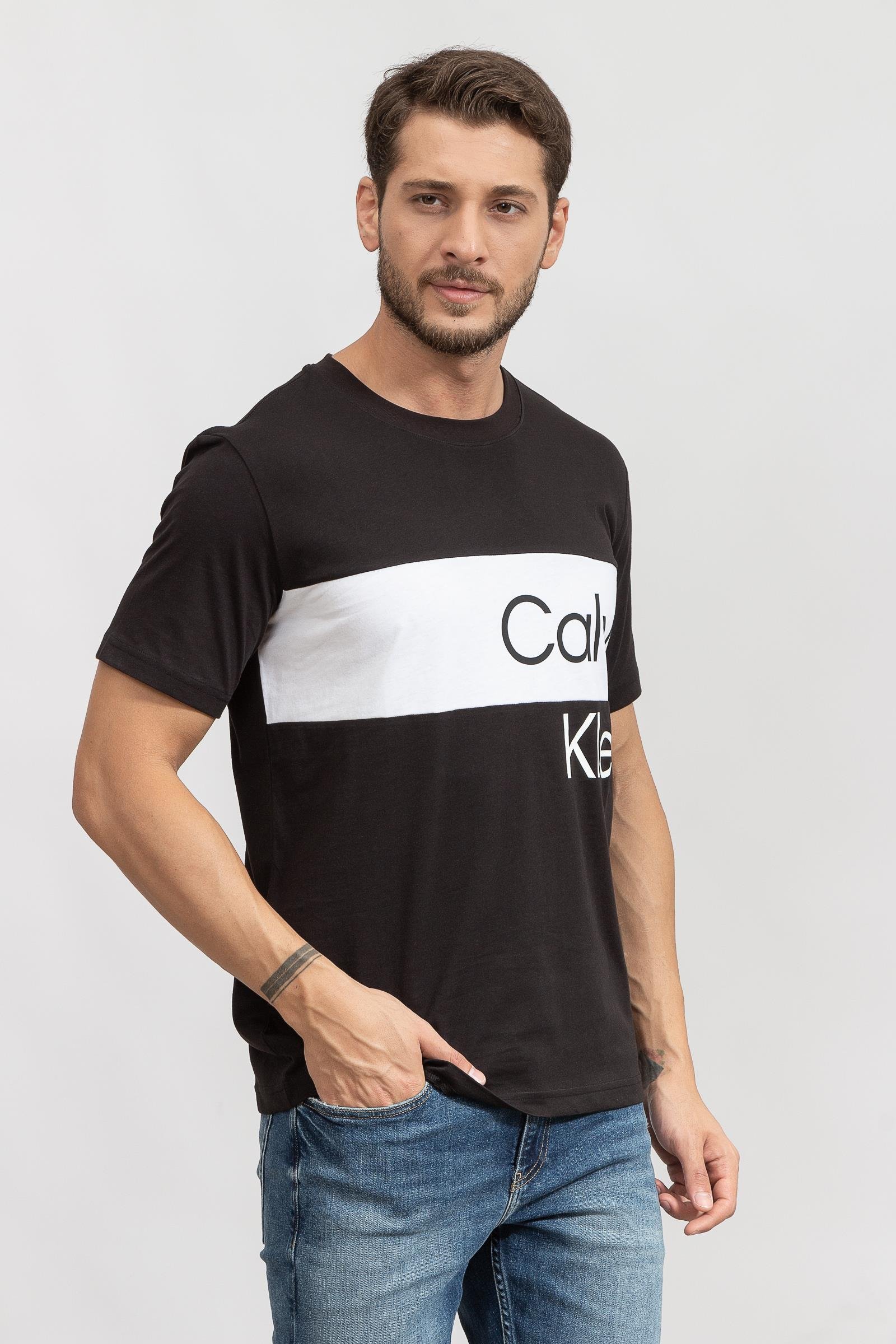 Calvin Klein Institutional Blocking Erkek Bisiklet Yaka T-Shirt